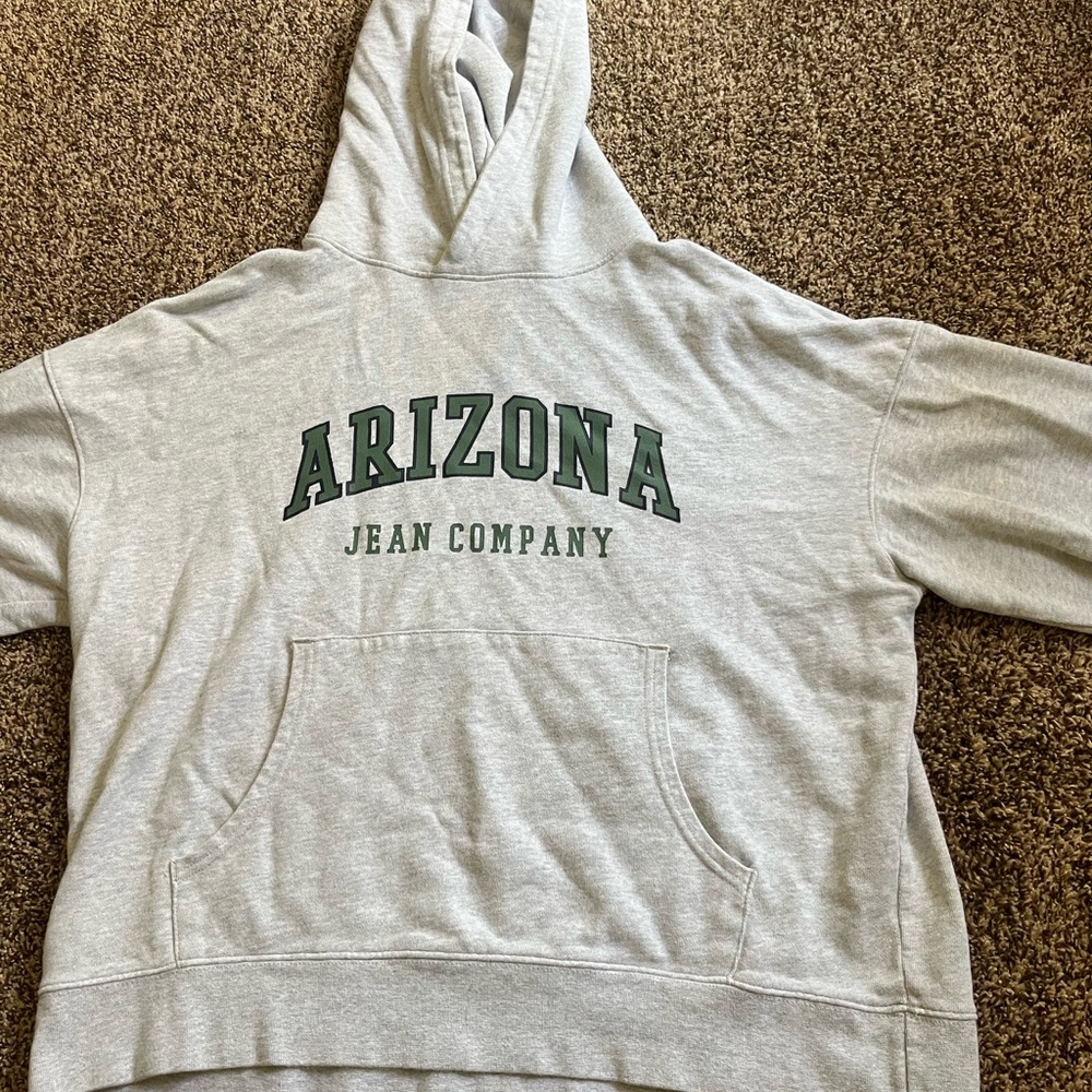 Arizona Jean Company Light Gray Hoodie with Green Logo